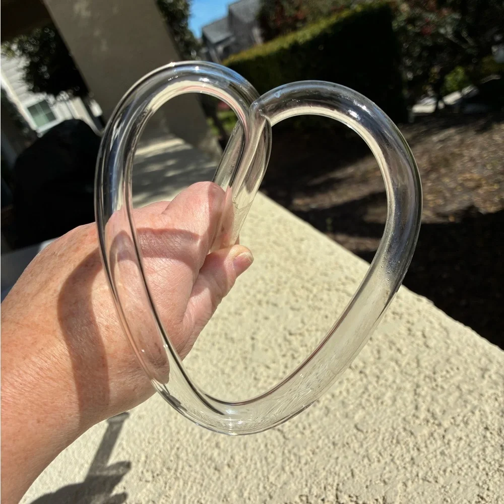 MCM Handblown Double Bud Clear Glass Vase